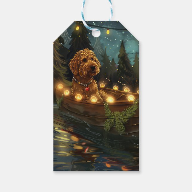 Étiquettes-cadeau Bernedoodle Noël Festival Voyage (Devant)
