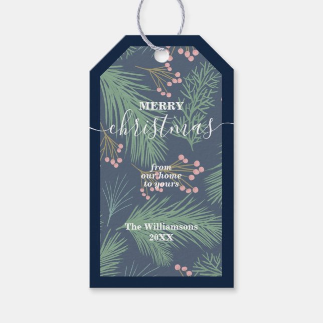 Étiquettes-cadeau Berries chic et Branches Noël (Devant)