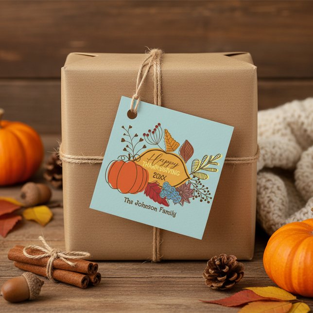 Étiquettes Cadeau Berries Feuilles à thème Automne Citrouille Thanks (Créateur téléchargé)