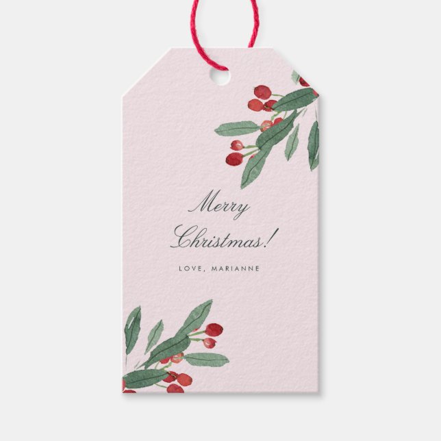 Étiquettes-cadeau Berries sur Blush Pink Fêtes Personnalisées (Devant)