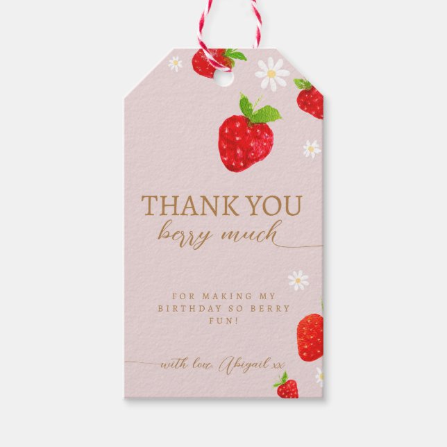 Étiquettes-cadeau Berry 1ère fraise Anniversaire Merci (Devant)