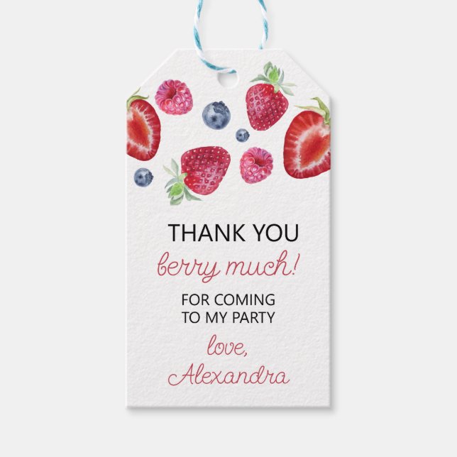 Étiquettes-cadeau Berry First Strawberry Été 1er anniversaire Favori (Devant)