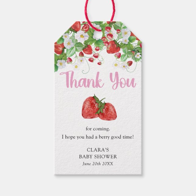 Étiquettes-cadeau Berry fraise Baby shower sucré (Devant)