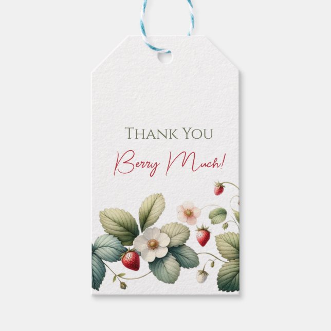 Étiquettes-cadeau Berry fraise Merci d'anniversaire (Devant)