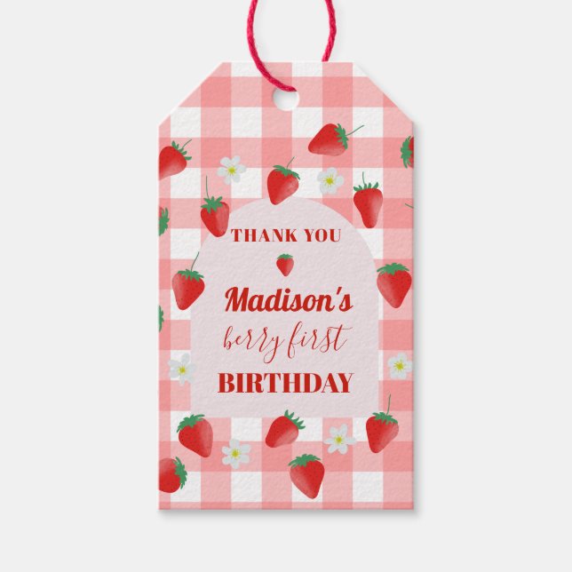 Étiquettes-cadeau Berry Premier Anniversaire fraise Premier 1er Bien (Devant)