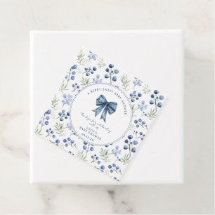 Étiquettes Cadeau Berry Sweet Baby shower Blueberry Bow Carré