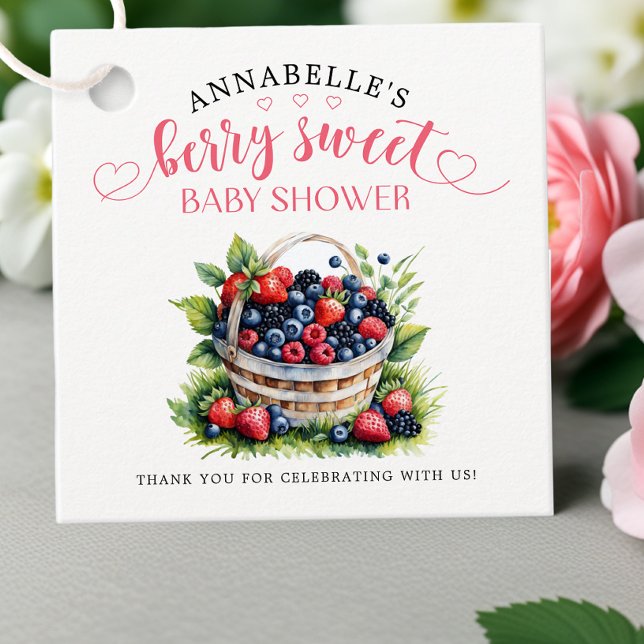 Étiquettes Cadeau Berry Sweet Baby shower Fleurs Berries (Créateur téléchargé)