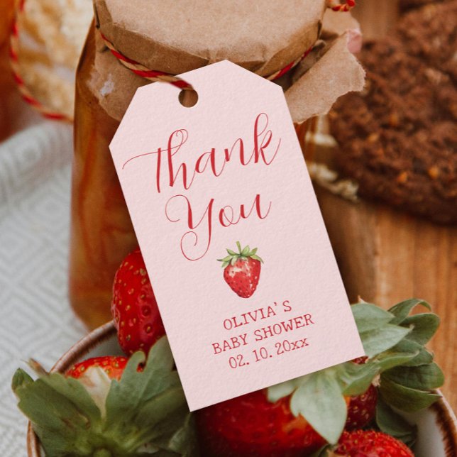 Étiquettes-cadeau Berry Sweet Fraise Baby shower Favoriser (Créateur téléchargé)
