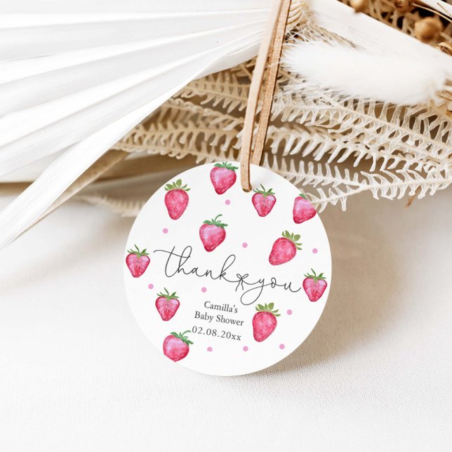 Étiquettes Cadeau Berry Sweet Strawberry Girl Baby shower (Créateur téléchargé)