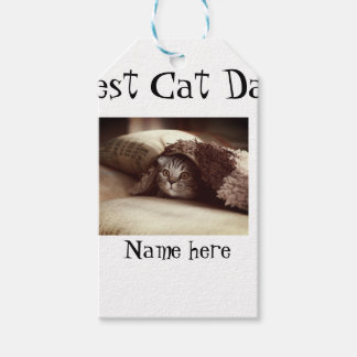 Étiquettes-cadeau best cat dad photo name fathers day pet dad daddy 