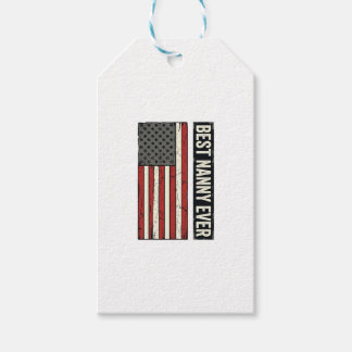 Étiquettes-cadeau Best Nanny Ever Patriotic Vintage Flag Shirt Desig