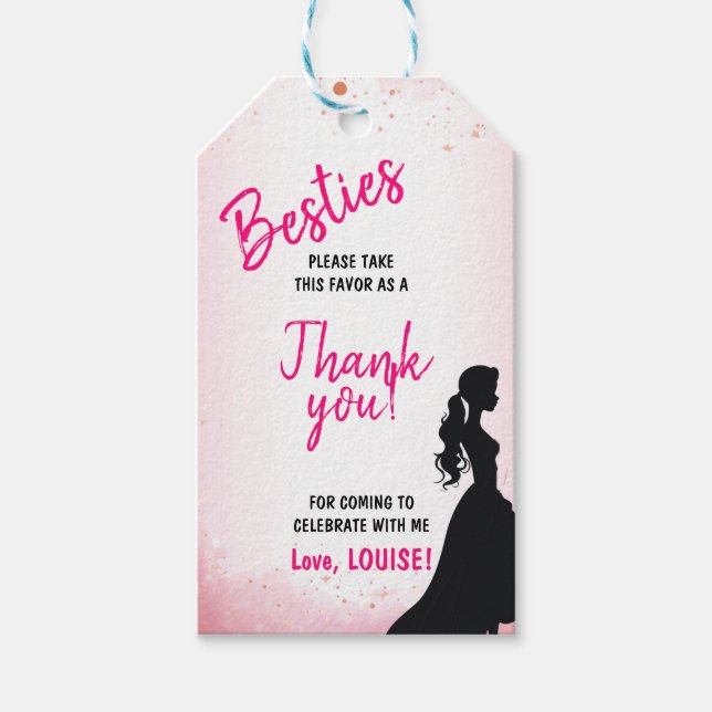 Étiquettes-cadeau Besties Doll Rose Parties scintillant Party (Devant)