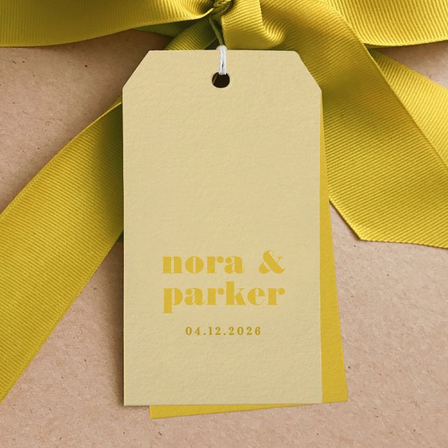 Étiquettes-cadeau Beurre Jaune Mariage simple (Butter Yellow Simple Wedding Gift Tags)
