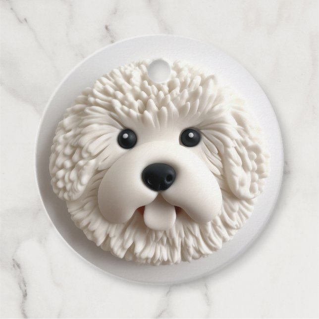 Étiquettes Cadeau Bichon Frise Dog 3D inspiré (Devant)