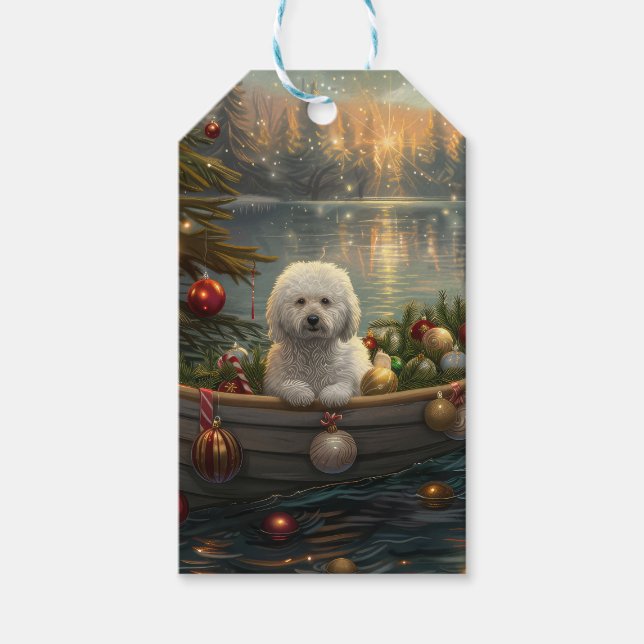Étiquettes-cadeau Bichon Frise Noël Festive Voyage (Devant)