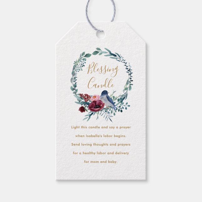 Étiquettes-cadeau Bienheureuse chrétienne aux oiseaux de verdure Pri (Devant)