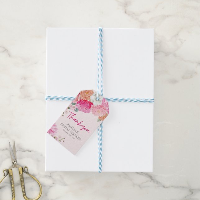 Étiquettes-cadeau Bienvenue à la réception de mariage Florale Aquare (Avec de laficelle)