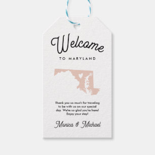 Étiquettes-cadeau Bienvenue à MARYLAND Mariage N'IMPORTE QUELLE COUL