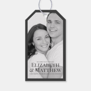 Étiquettes-cadeau Bienvenue À Notre Mariage   Photo moderne et simpl