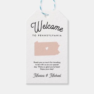 Étiquettes-cadeau Bienvenue à PENNSYLVANIA Mariage N'IMPORTE QUELLE 