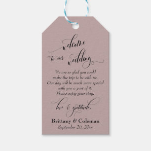 Étiquettes-cadeau Bienvenue Amour & Gratitude Dusty Rose Mariage ros