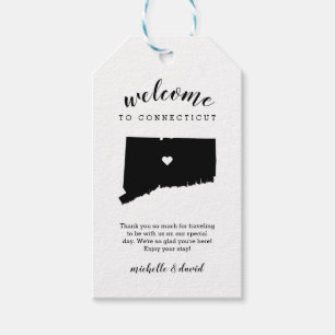 Étiquettes-cadeau Bienvenue au Connecticut   Mariage de calligraphie