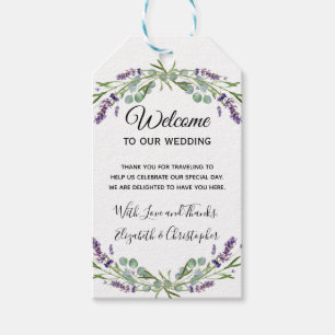 Étiquettes-cadeau Bienvenue au mariage Bohème Floral Lavande Eucalyp