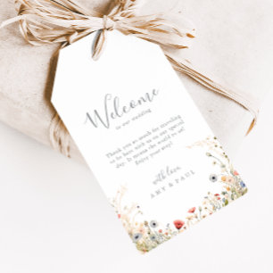 Étiquettes-cadeau Bienvenue au mariage champêtre coloré boho de fleu