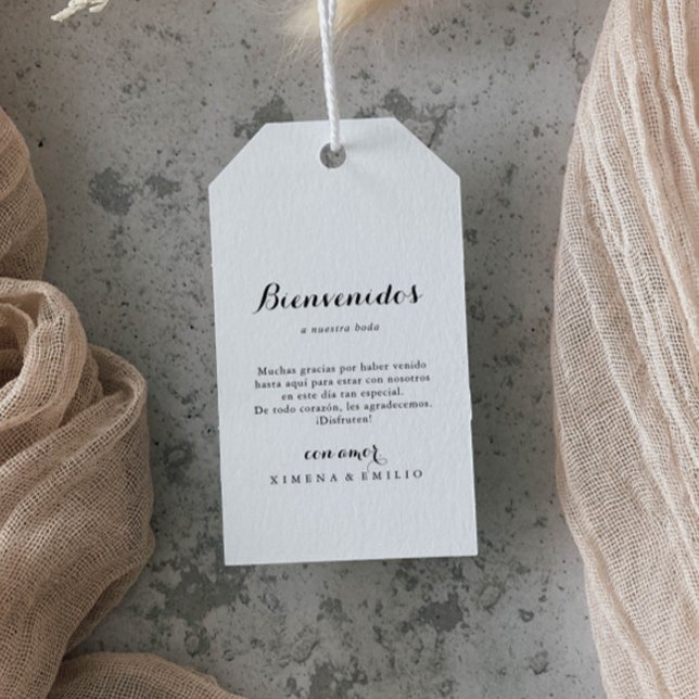 Étiquettes-cadeau Bienvenue au mariage espagnol minimaliste (Créateur téléchargé)
