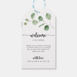Étiquettes-cadeau Bienvenue au Mariage Eucalyptus de luxe vert