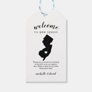 Étiquettes-cadeau Bienvenue au New Jersey   Mariage de calligraphie