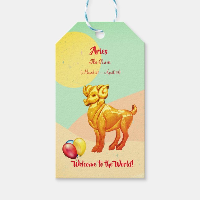 Étiquettes-cadeau Bienvenue 'Nouveau bébé' Ram (Devant)