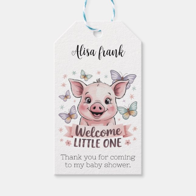 Étiquettes-cadeau Bienvenue Petit Baby shower à un seul trait (Devant)