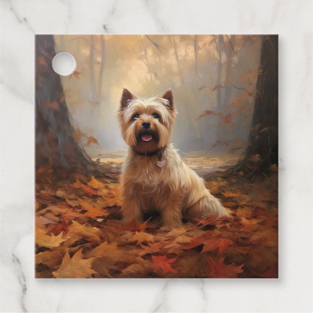 Étiquettes Cadeau Biewer Terrier à l'automne Leaves automne Inspire (Devant)
