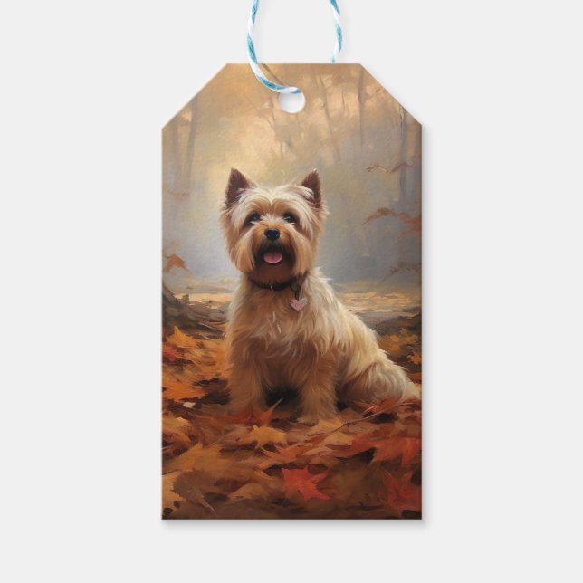 Étiquettes-cadeau Biewer Terrier à l'automne Leaves automne Inspire (Devant)