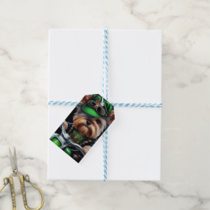 Étiquettes-cadeau Biewer Terrier Chien Conduite Vélo St. Patrick's D