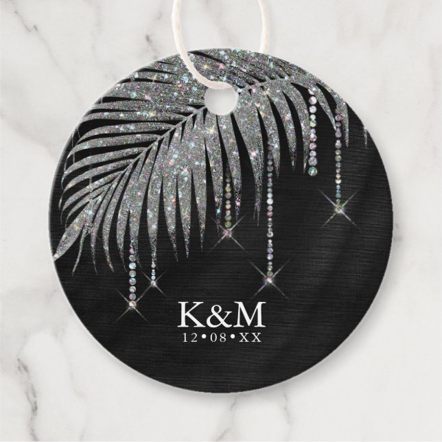Étiquettes Cadeau Bijoux Mariage feuille feuille argent ID830 (Devant)