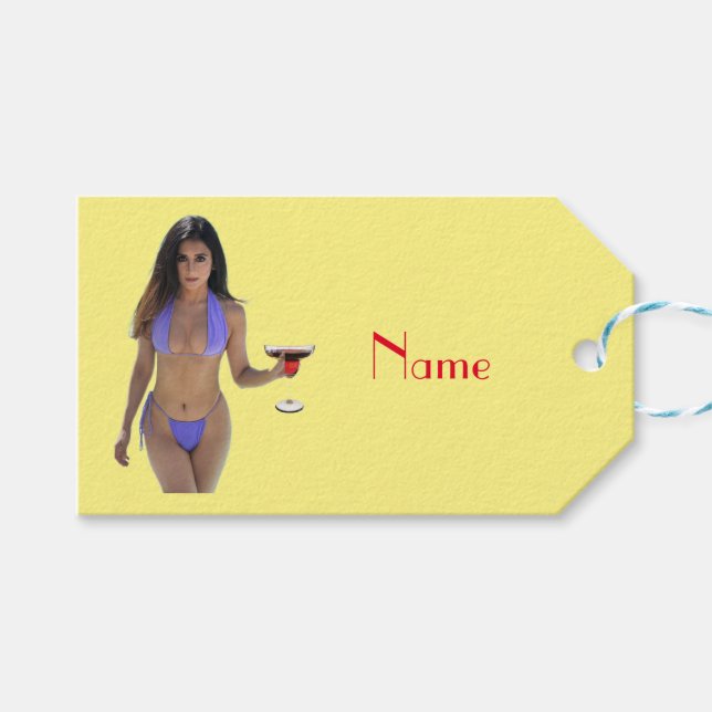 Étiquettes-cadeau Bikini brun beauté Thunder_Cove (Devant (Horizontal))
