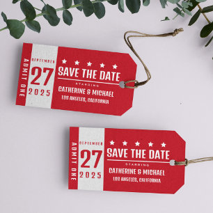 Étiquettes-cadeau Billet cinéma Hollywood Mariage Enregistrer La Dat