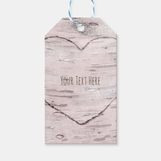Étiquettes-cadeau Birch Tree & Heart Mariage rustique Favoriser (Devant)