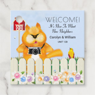 Étiquettes Cadeau Bird accueille Chat à son voisinage Nouveau vois