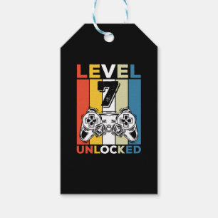 Étiquettes-cadeau Birthday 7th Level Unlocked 7 Gaming Vintage