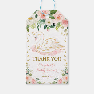 Étiquettes-cadeau Birthday Favors féminine de cygne de princesse