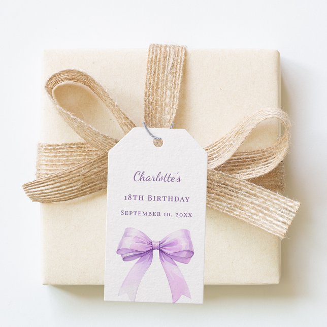 Étiquettes-cadeau Birthday lavender bow DIY write by hand (Créateur téléchargé)