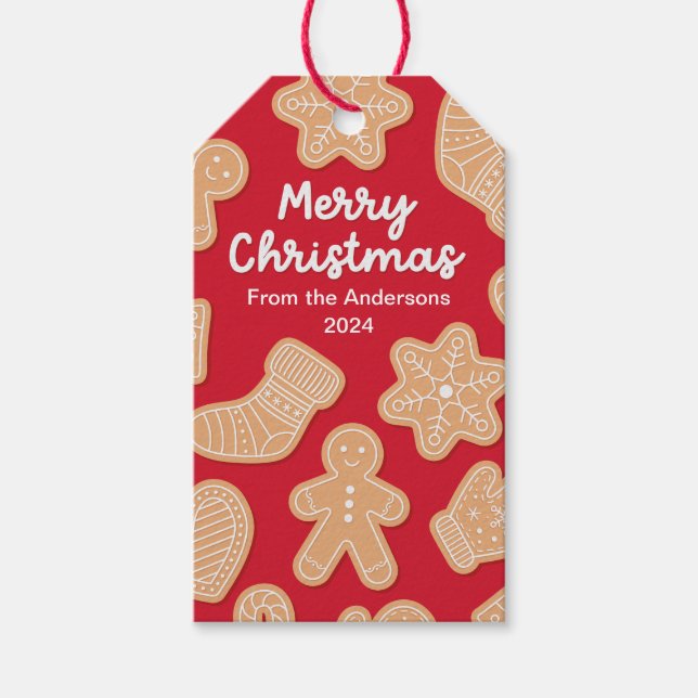 Étiquettes-cadeau Biscuits de pain d'épice de Noël doux (Devant)