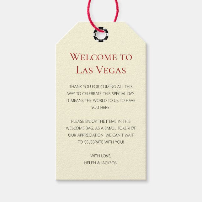 Étiquettes-cadeau Black And Cream Bienvenue à Las Vegas Mariage (Devant)