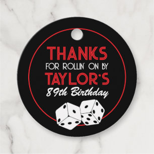 Étiquettes Cadeau Black Casino Dice Anniversaire Merci Favoriser Tag