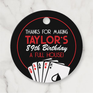 Étiquettes Cadeau Black Casino Poker Card Anniversaire Favoriser Tag