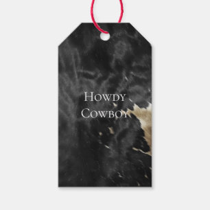 Étiquettes-cadeau Black Champagne Gold Cowboy Cowgirl Cowhie