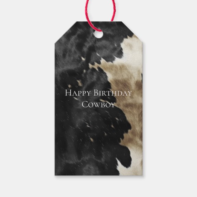 Étiquettes-cadeau Black Champagne Gold Cowhide (Devant)
